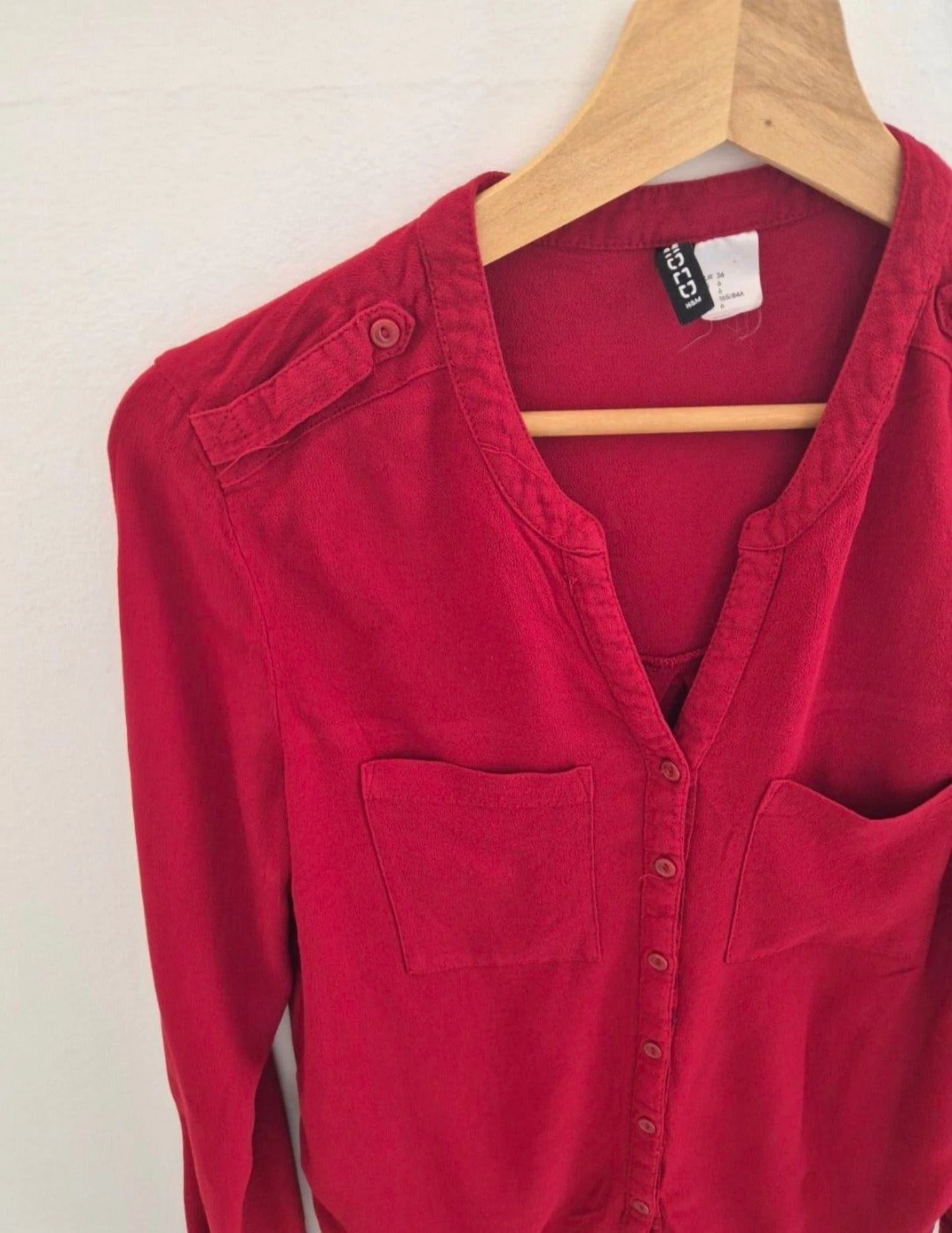 H&M Blouse Divisée Rouge / Haut Ajusté - Taille 36 (S) – photo 3